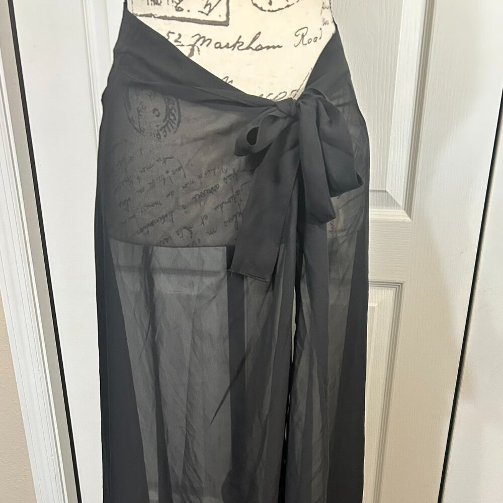NWT Love Of Fashion Black Sheer Maxi Wrap Skirt Beach Cover Up